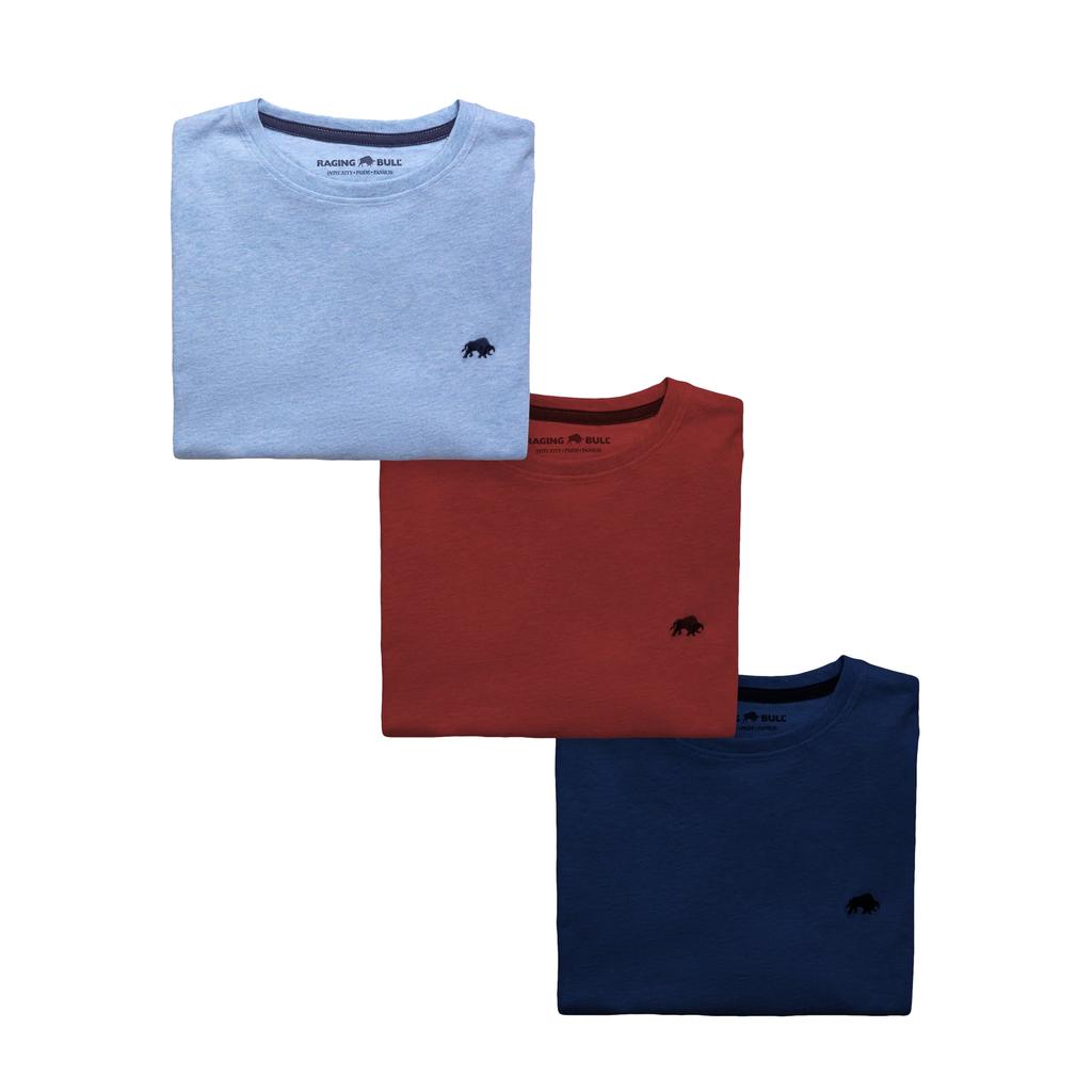Raging Bull Mens Classic Organic Cotton T-Shirt (Pack of 3)