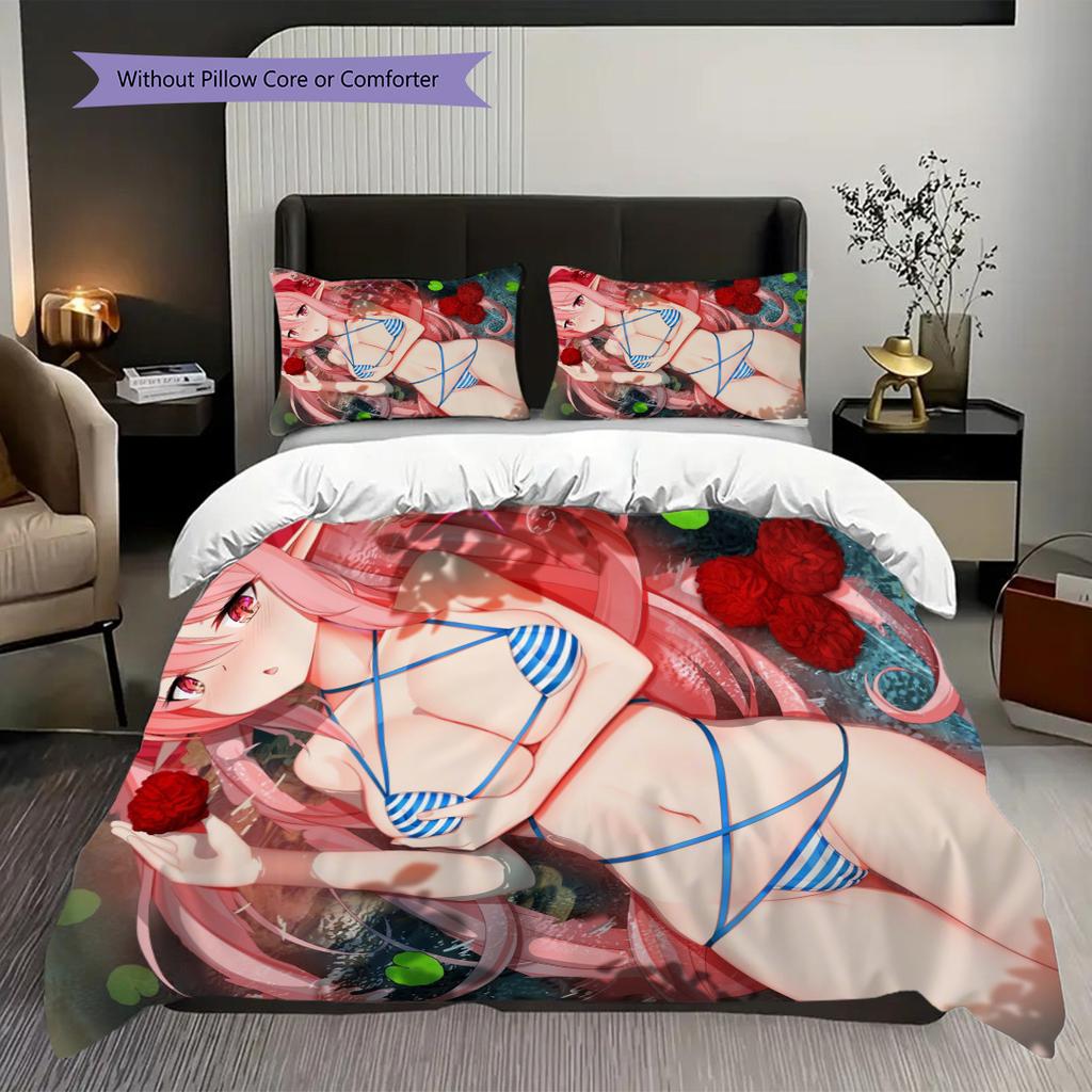 Fantasy Anime Characters White Threepiece Set 1 Duvet Cover 2 Pillowcase Without Core Bedding Set Soft And Comfortable