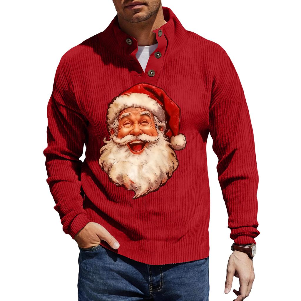 Мужская вельветовая рубашка на пуговицах с рождественским принтом