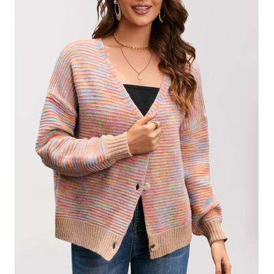 Женская повседневная свободная куртка с V-образным вырезом, кардиган, куртка с длинными рукавами, кардиган, свитер