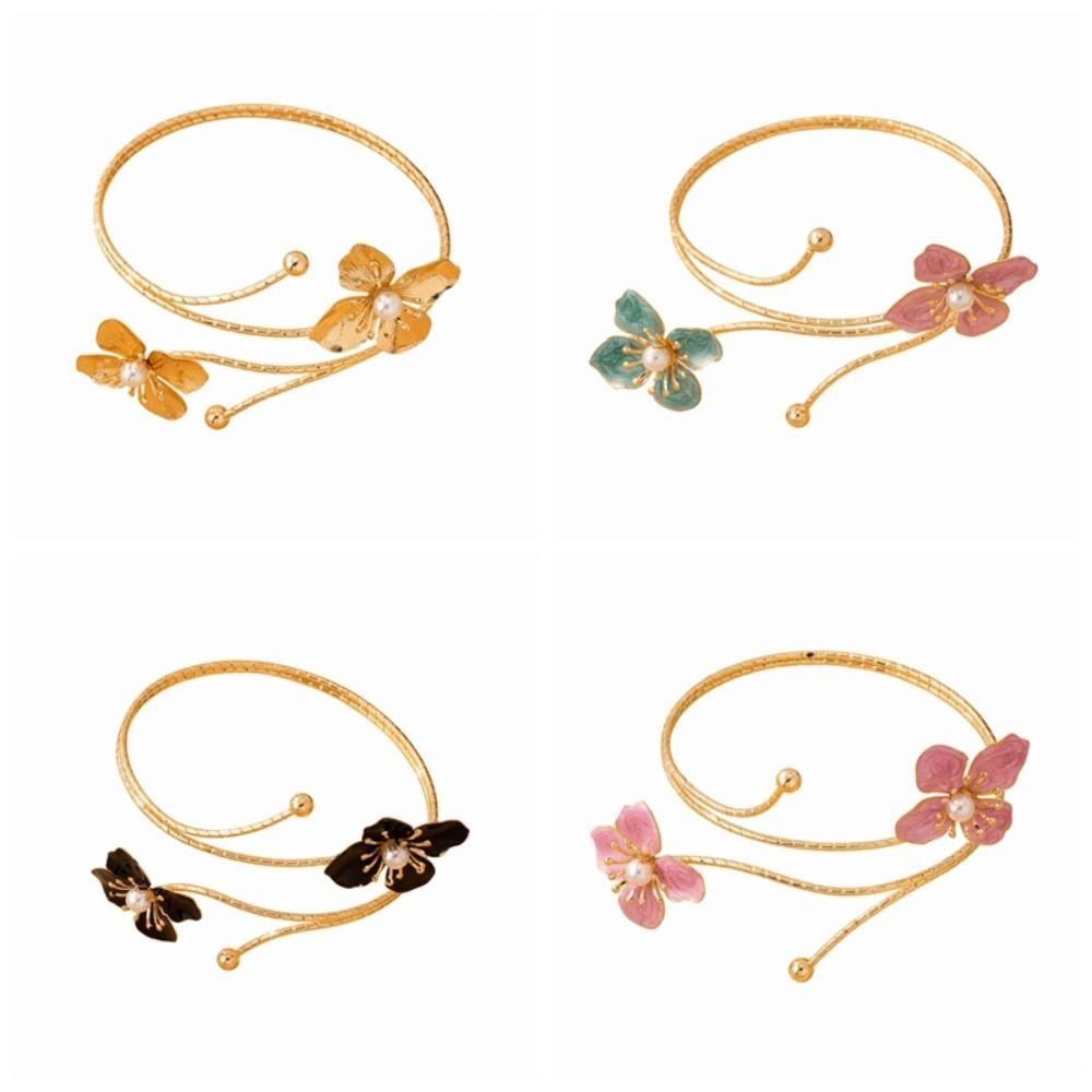 Bohemian Open Arm Bangle Drip Oil Armband Exquisite Flower Bracelet Hand Jewelry