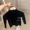 Girls Long Sleeve Cotton T-Shirt Soft Plain Top Fall Toddler Outfit Inner Layer Stylish Ruffled Neck