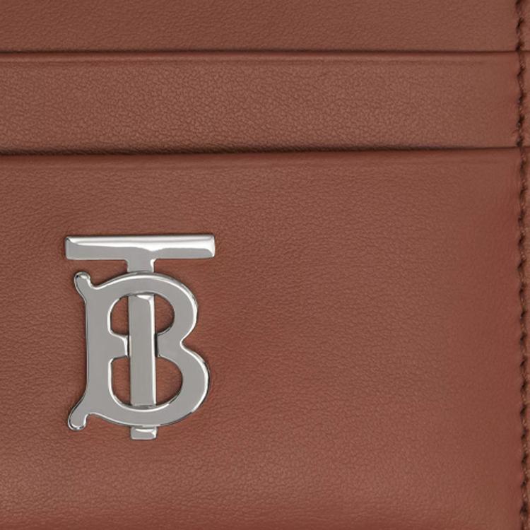 Burberry Кожаный держатель для карт с логотипом Tb Женский кошелек Соломенно-коричневый 80552111