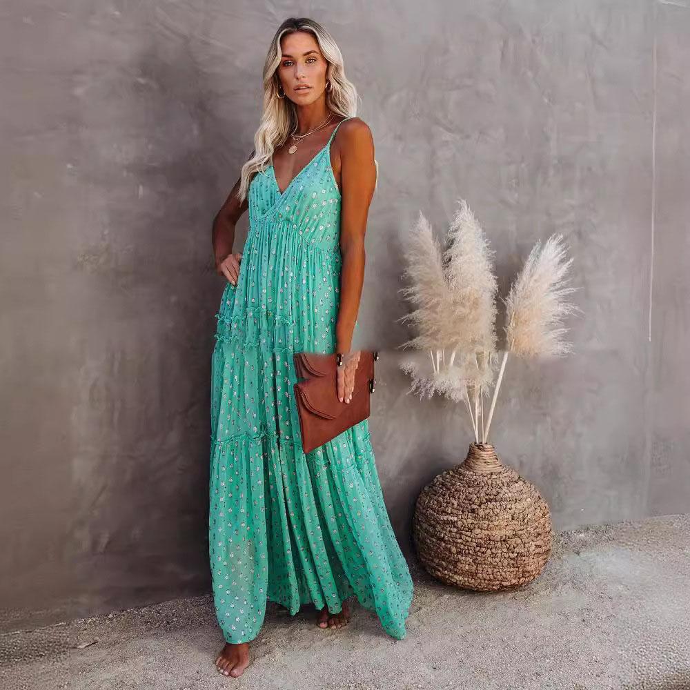 Fitshinling V-образный вырез Boho летнее длинное платье праздничное пляжное парео спагетти бретельки сексуальные макси платья женская одежда богемные платья