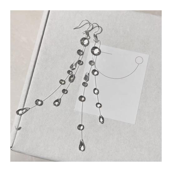 Прозрачные ювелирные изделия в виде капли воды, ожерелье из искусственного хрусталя и круглой бусины, серьги-кисточки, браслет из бисера в виде капли для свадебной вечеринки