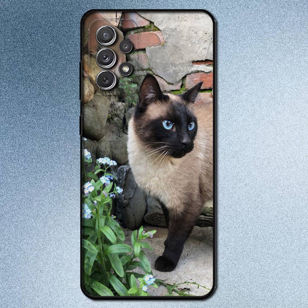 S-Сиамские кошки Милый чехол для телефона для Samsung S 25,24,23,22,30,21,10,9,Ultra,Plus,Lite,FE,4,5G Черный Мягкий чехол