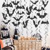 30 Pcs Halloween Hanging Swirl Decoration Sparkly Black Bat Hanging Streamers Ceiling Spirals Ornament for Home Room Bathroom Decor