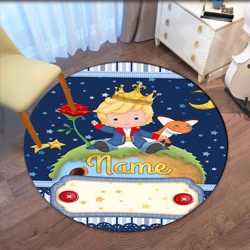 Custom Name The Little Prince Printed Round Rug Carpet Chair Rug Area Rug Entryway Doormats,for Office Chair Living Room Bedroom Kitchen Room.