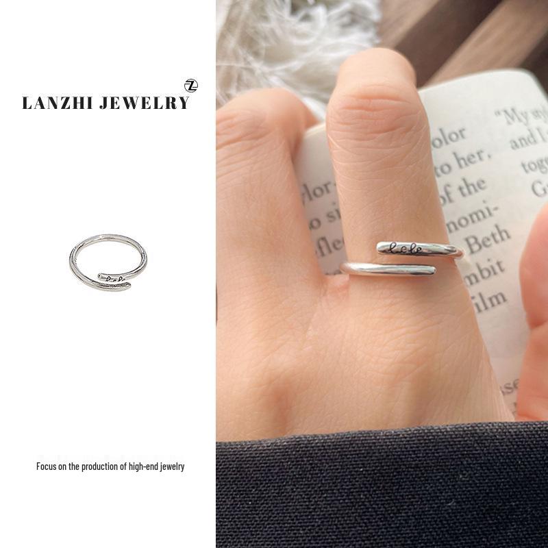 Тайское серебро Женское наборное кольцо - Серебро 925 пробы, Нишевый дизайн, Простые и универсальные украшения