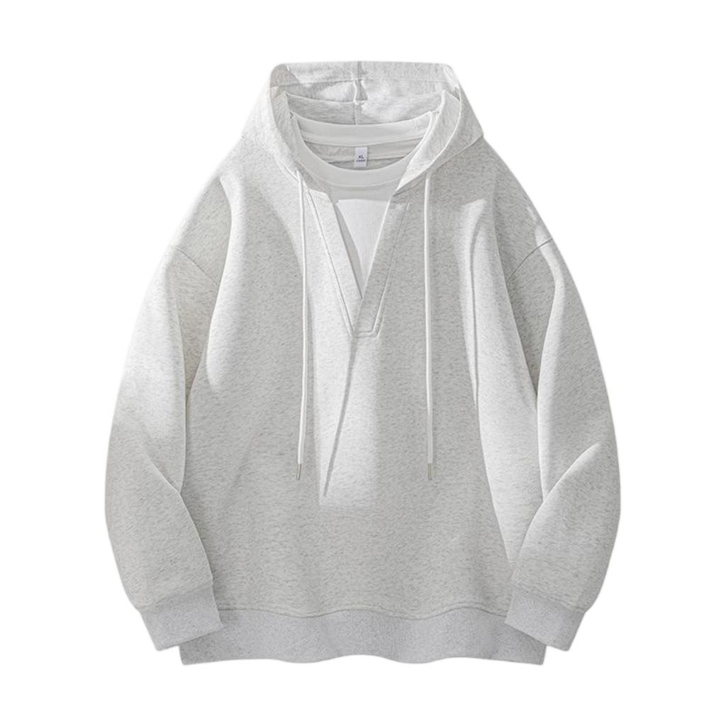 Men's Loose Solid Color Hooded Pullover Hoodie Large-sized Fashionable Casual Sports Hoodie Jacket