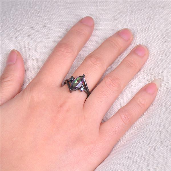 Модное женское радужное кольцо в винтажном стиле