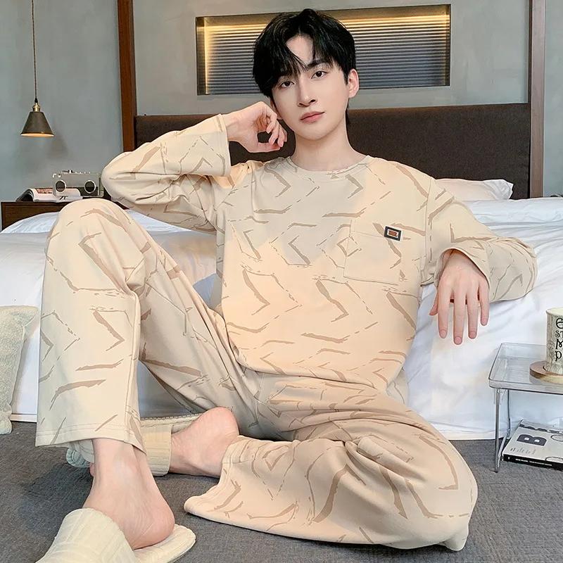 Men's Cotton Pajamas, Sleeping Top, Long Sleeve Soft Loose Pajamas, Casual Home Wear, Autumn Men's Pajamas