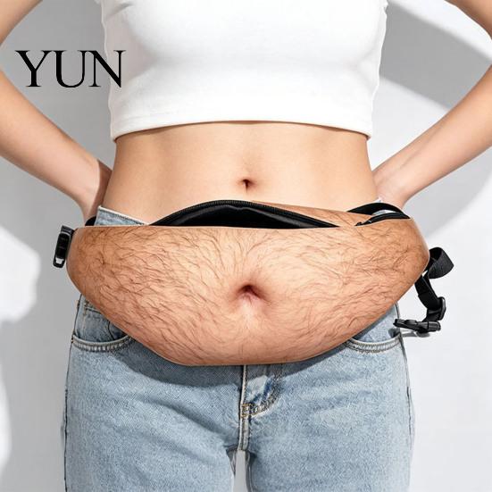 Comfortable Elastic Waist Strap Funny Belly Bag, Realistic Big Novelty Fanny Interesting Christmas Stocking Stuffers Pack with Adjustable Strap,