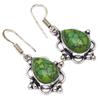 Green Turquoise Gemstone Handmade Silver Jewelry Earrings 1.5''