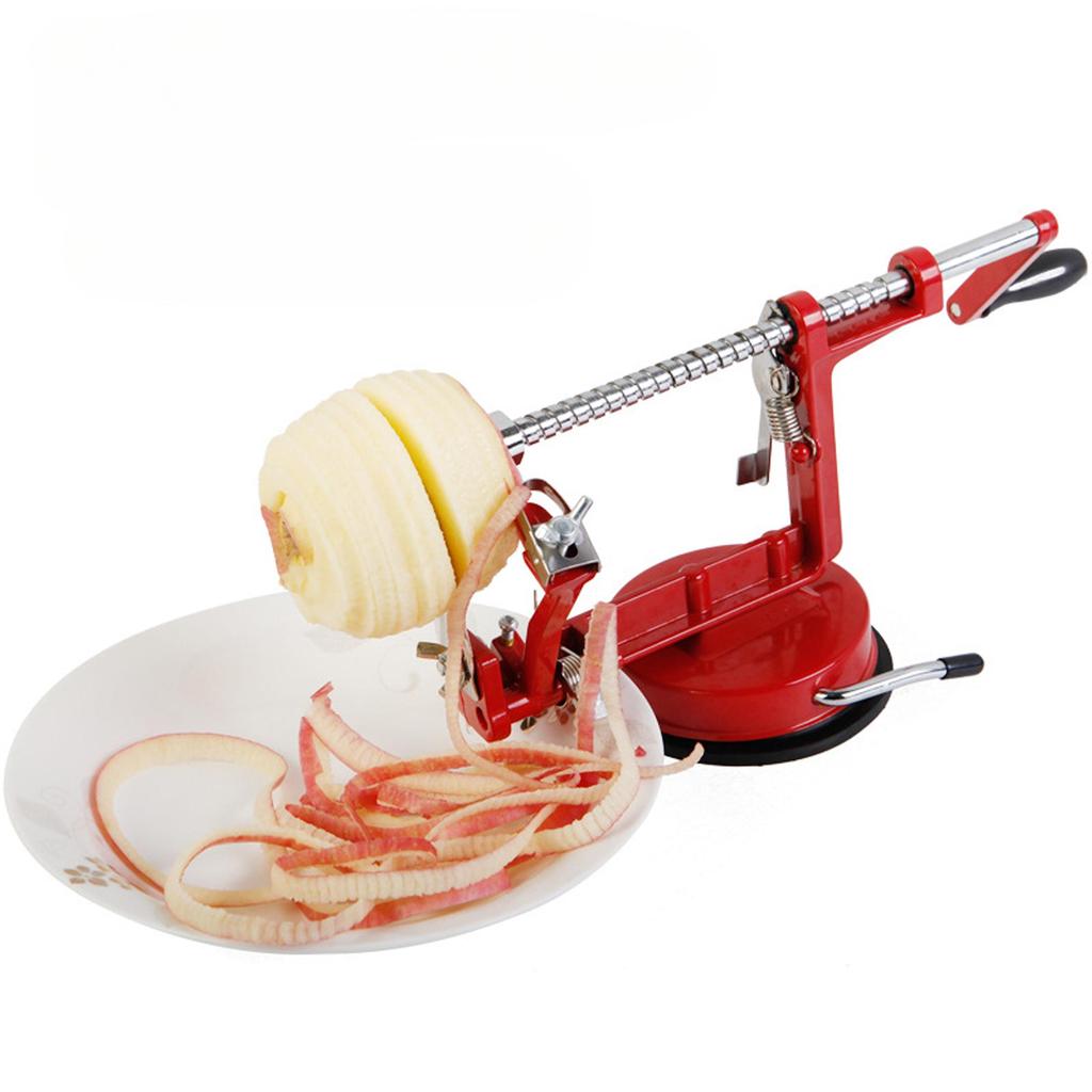 Овощечистка для яблок Corer, ручная овощечистка с лезвиями из нержавеющей стали и мощной присоской для яблок, груш, картофеля, красного цвета