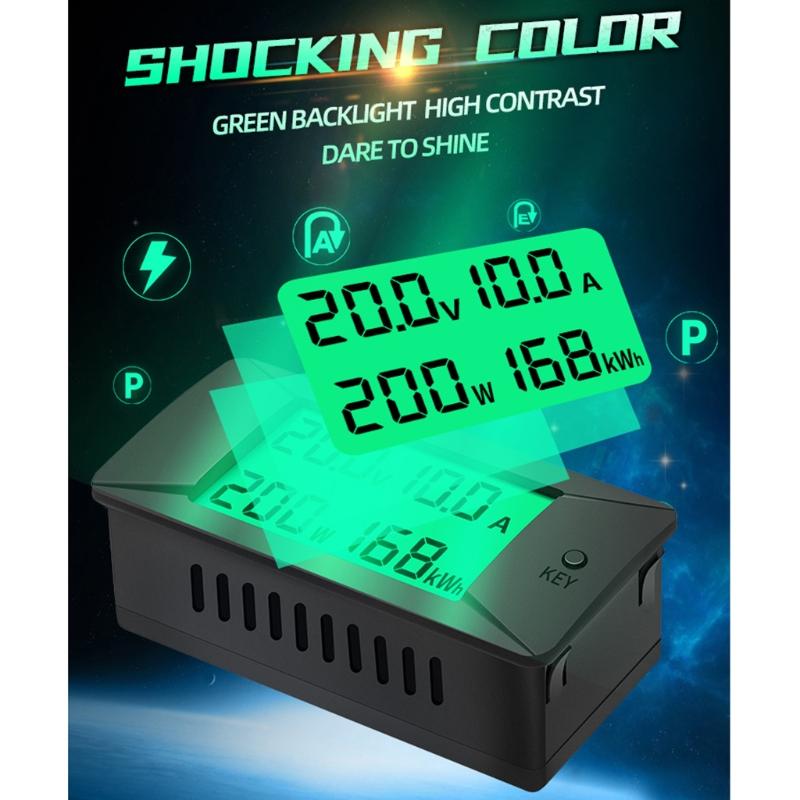 Newest 0-300V Shunt Bulit-In DC Digital Battery Tester Bidirectional Ammeter Voltmeter Power Energy Watt Meter