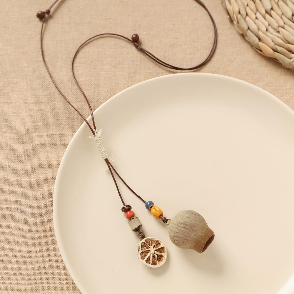 Handmade woven necklace pendant in Chinese ethnic style cotton and linen pendant necklace