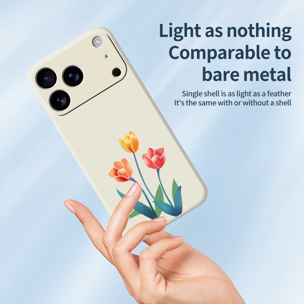 For iPhone 17 Pro Case Three Flowers Pattern Printing Straight Edge TPU Phone Back Cover