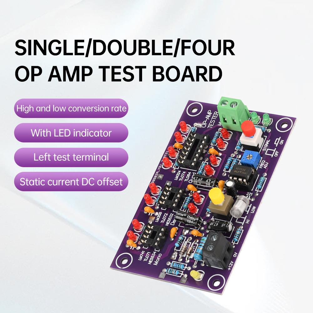 DC 12V T2 OPAMP Operational Amplifier Tester LED Indicator Single Dual Quad Test Module for Electronics Testing