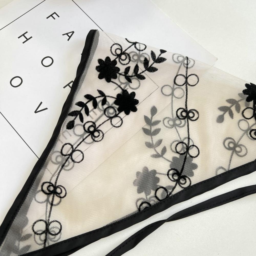 Lace Hair Scarf Embroidered Flower Triangular Scarf Fashion Hair Head Wrap Women