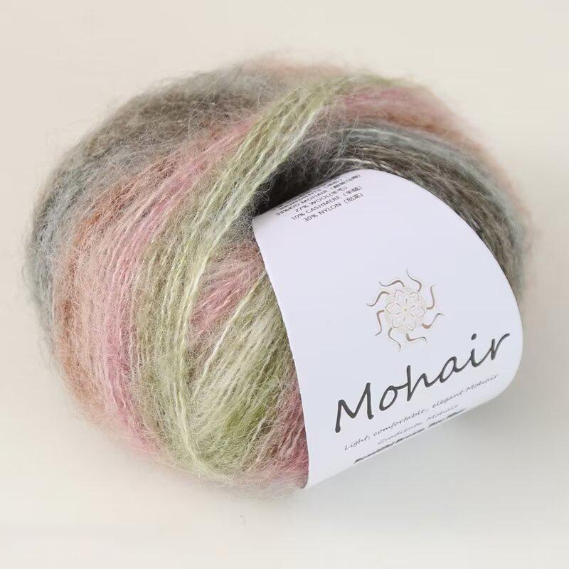 Moher Blend Knitting Yarn 25g Rainbow Gradient Handmade for Hats Scarves Sweaters