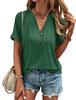 Женские футболки с V-образным вырезом и короткими рукавами, повседневные летние топы, рубашки с короткими рукавами на пуговицах, свободный крой, базовые футболки