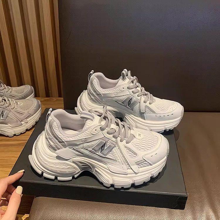 Leather 5CM Shock-absorbing Thick-soled Mesh Women's New Light Versatile Casual Sports Dad Shoes In Summer 2025