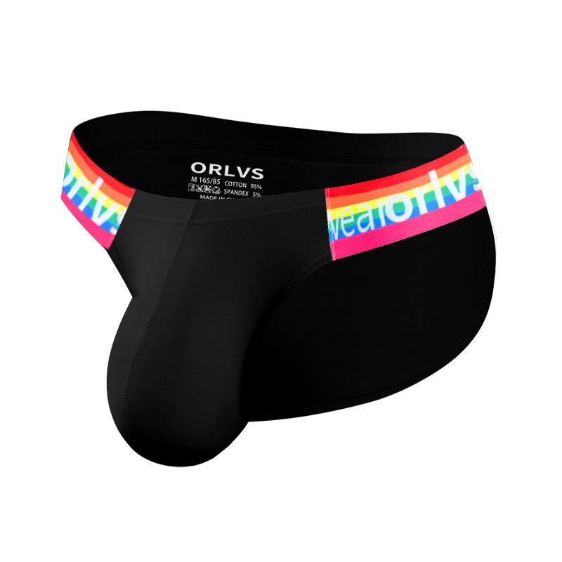 Мужская эротическая одежда, сексуальные мужские треугольные брюки с высоким разрезом, радужного хлопка, для спорта и фитнеса, с низкой талией и приподнятыми бедрами, персонализированное модное мужское нижнее белье