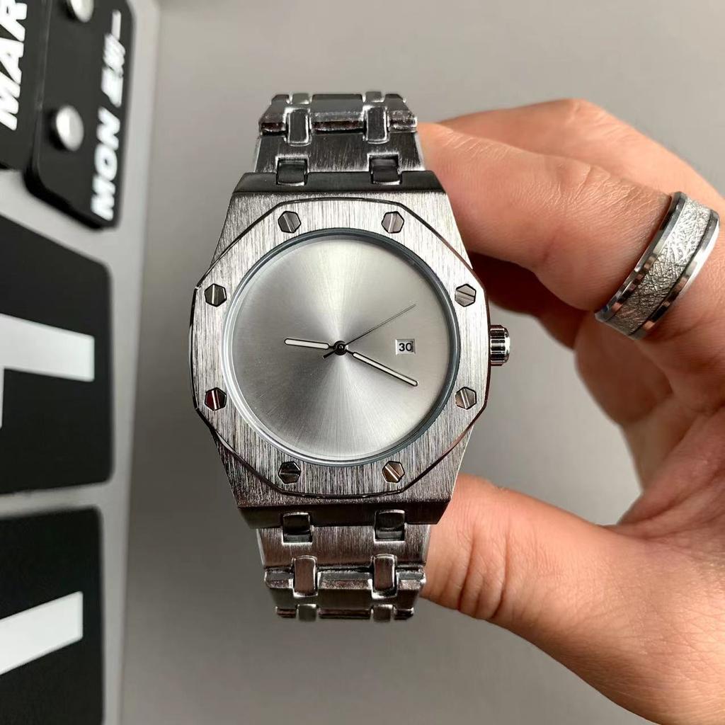 Минималистские часы для мужчин Классические роскошные Reloj Sliver Black из нержавеющей стали с силиконовым ремешком Кварцевые наручные часы для мужчин Спортивные мужские часы