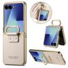 Роскошный бизнес-держатель для кольца Кожаный чехол для Samsung Galaxy Z Flip 7 6 5 4 5G Flip7 FE Flip6 Ударопрочный Покрытый гальваникой Край Чехол