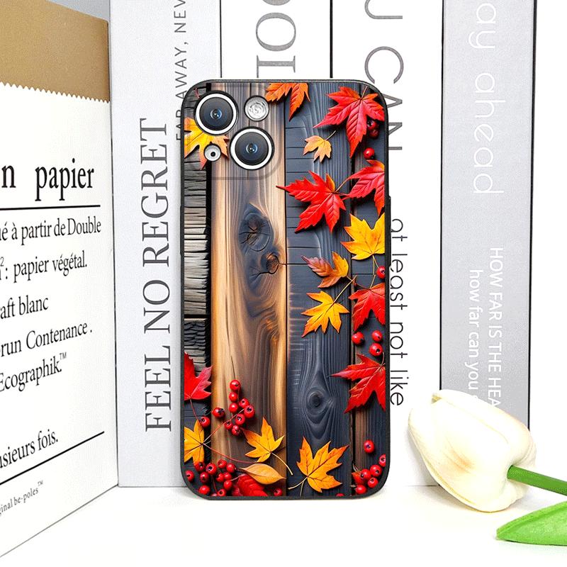 Винтажный чехол для телефона с рисунком кленовых листьев на осень для iPhone 17 16 12 11 14 Plus 13 15 Pro Max 12 13 Mini X XS XR Мягкая накладка Y2K