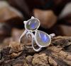 Labradorite Gemstone Cat Ring, Solid 925 Silver Ring, Bezel Ring, Valentine Gift, Special Gift, Designer Ring