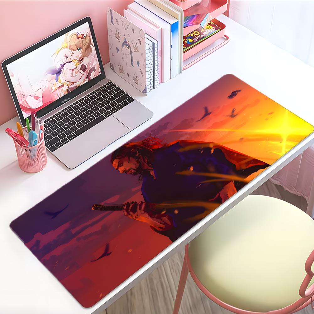 Cool Samurai Anime Vvagabond Mouse Pad Large Thick Desk Pad Stitched Edges Gaming Mouse Mat For Pc