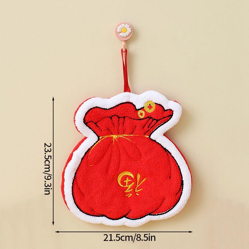 Spring Festival Hanging Towels Chinese New Year Hanging Towel Super Absorpted Wipe Cloth Kitchen Cleaning Towels