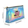 Cute Raccoon Ice Cream Print Laser Cosmetic Makeup Bag, Shiny Holographic Travel Toiletry Pouch for Women Girls Holiday Party Storage Case