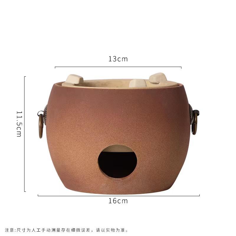 Печь-трансформер для подогрева чая в стиле ретро, устойчивая к высоким температурам керамическая заварочная печь с боковой ручкой, угольная печь, чайник, чайная утварь