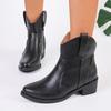 Cowboy Boots Woman 2024 Retro Pointed Toe Chunky Heel Black Short Boots Casual Western Boots Fashion Versatile Shoes for Women