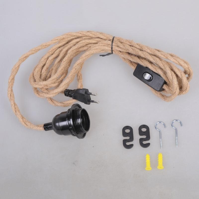 Вкручиваемый ламповый кабель с выключателями 4,5 м Современный резьбовой патрон E27 Художественный DIY осветительный кабель 110-250 В для DIY