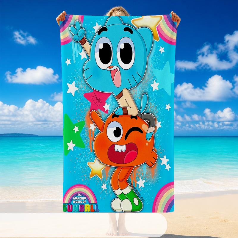 Quick Dry Beach Towel Amazing World of Gumball Pattern, Lightweight Absorbent Towel for Pool Beach Vacation Use