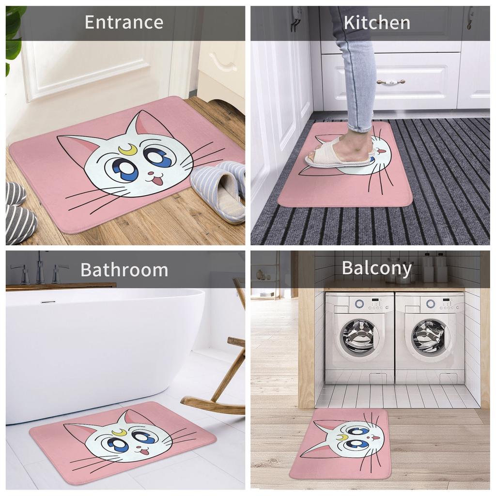 Anime Sailors Moons Luna Cat Doormat Non-Slip Entrance Bath Kitchen Floor Door Mat Bedroom Balcony Carpet Rug