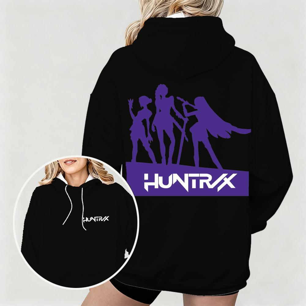 Женская толстовка K-Pop Охотники на демонов с принтами силуэтов группы HUNTRX Уютная для осенне-зимних повседневных нарядов для фанатской коллекции