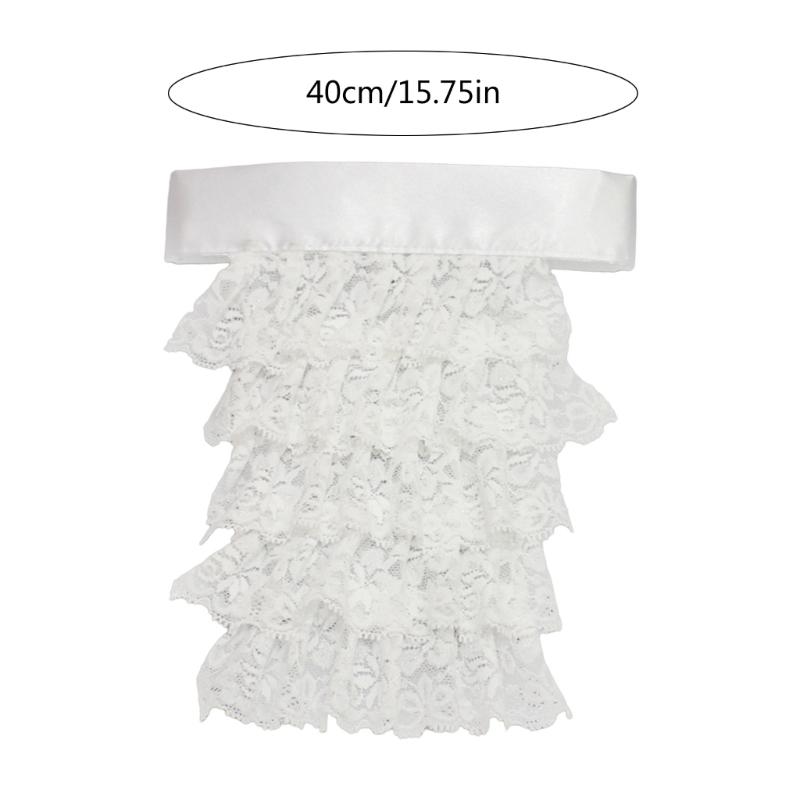 Women Vintage Princess Fake Collar Gothic Black Faux Leather Ruffled Floral Lace Choker Necklace Victorian Neck Ruff