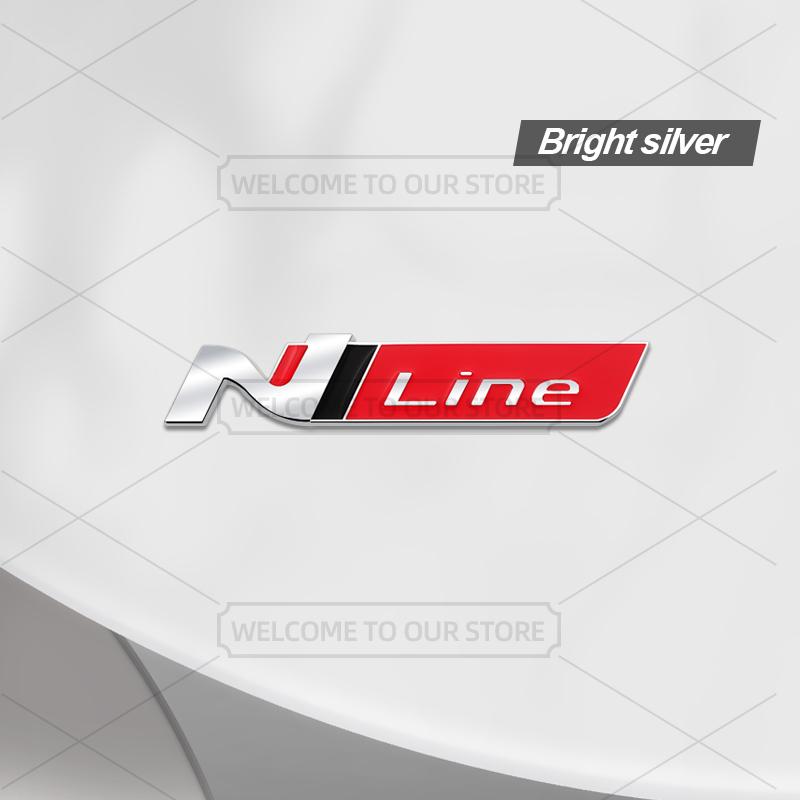Car 3D Metal N Line Body Emblem Grille Badge Decals Auto Tail Sticker For Hyundai Elantra Veloster Kona Tuscani Tucson I30 I10 T2