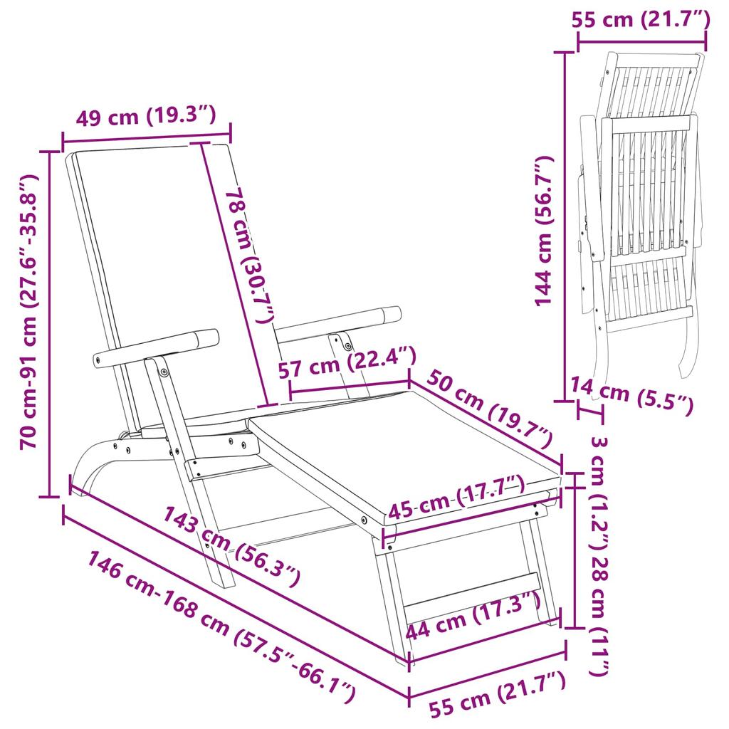 Adjustable and Foldable Sun Lounger 2 pcs Grey Brown