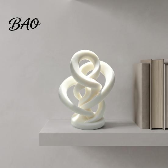 White Twisted Ribbon Ornament Modern Abstract Statue, 3D Printed Infinity Twist Ornament, Minimalist Interior Decoration Artistic Sculpture