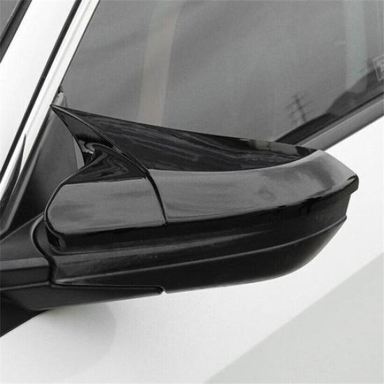 2x Glossy Black OX Horn Rear View Mirror Cover Cap Trim For Honda Civic 16-2021