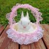Figurines Plush Bunny Toy With Hanging Basket Simulation Cat Doll  Car Ornaments
