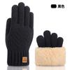 New Warm and Cold Touch Screen Gloves Thickened and Velvet Women's Winter Knitted Gloves To Keep Out the Cold