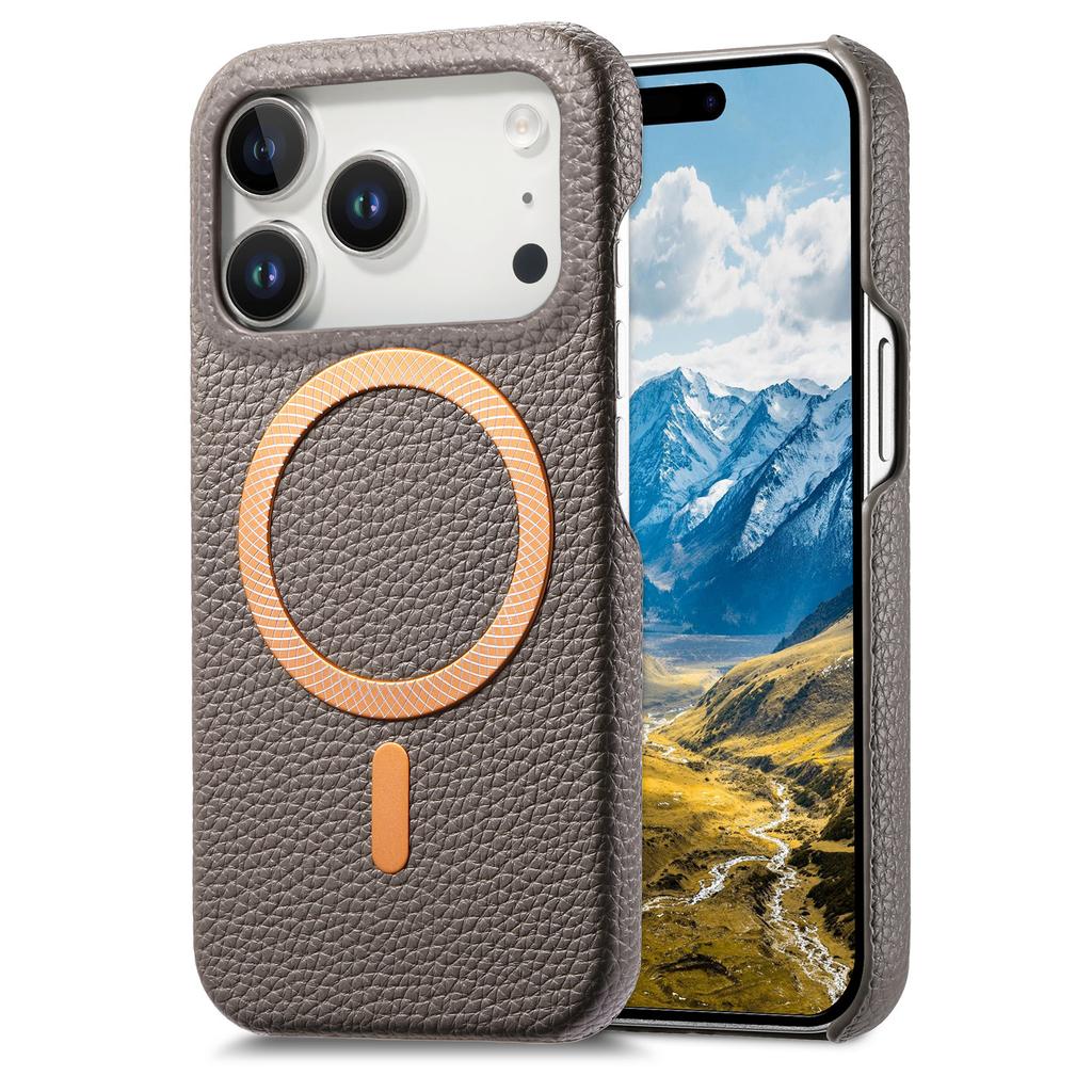 Бизнес-чехол для телефона из магнитной кожи с текстурой личи для iPhone 17 Pro Max 16 Plus 15 14 13 12 для Magsafe, противоударный, тонкий