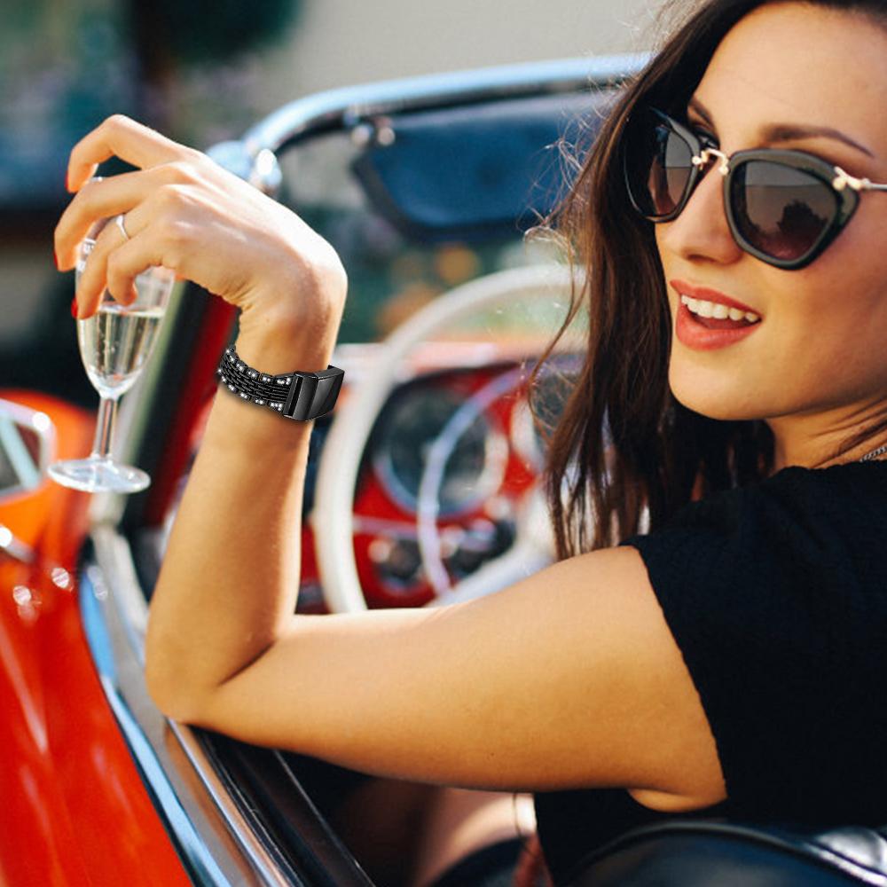 Zinc Alloy with Rhinestone Decor Watch Band for Fitbit Charge 4/3